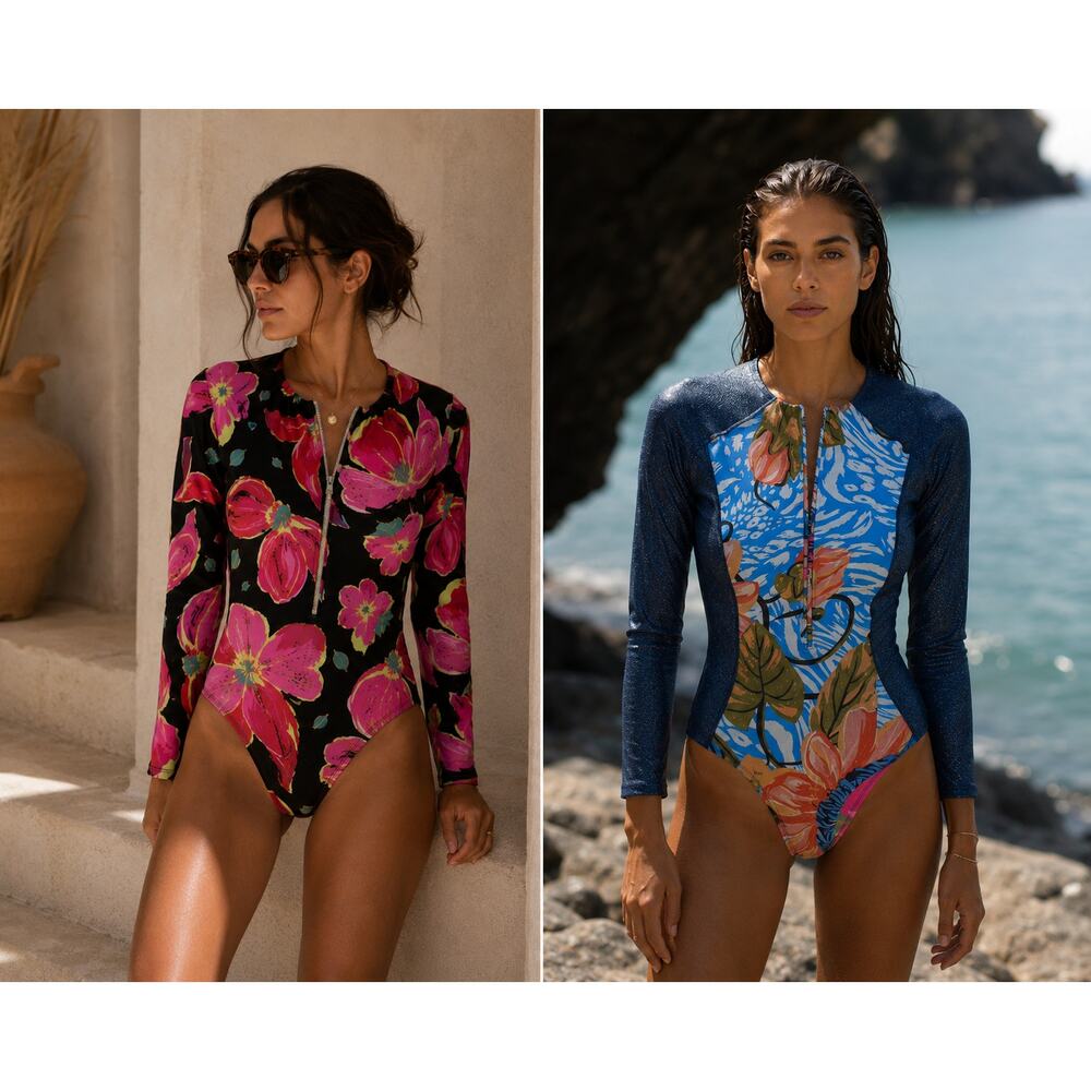 NEW Maaji Reversable Triton Rash Guard One Piece Surfsuit Full Coverage Medium - Picture 12 of 12
